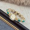 New Colorfuled Gemstones Women's Watches Elegant Square Dial Quartz Wristwatch High-end Gold Ladies' Watch Bracelet Clock