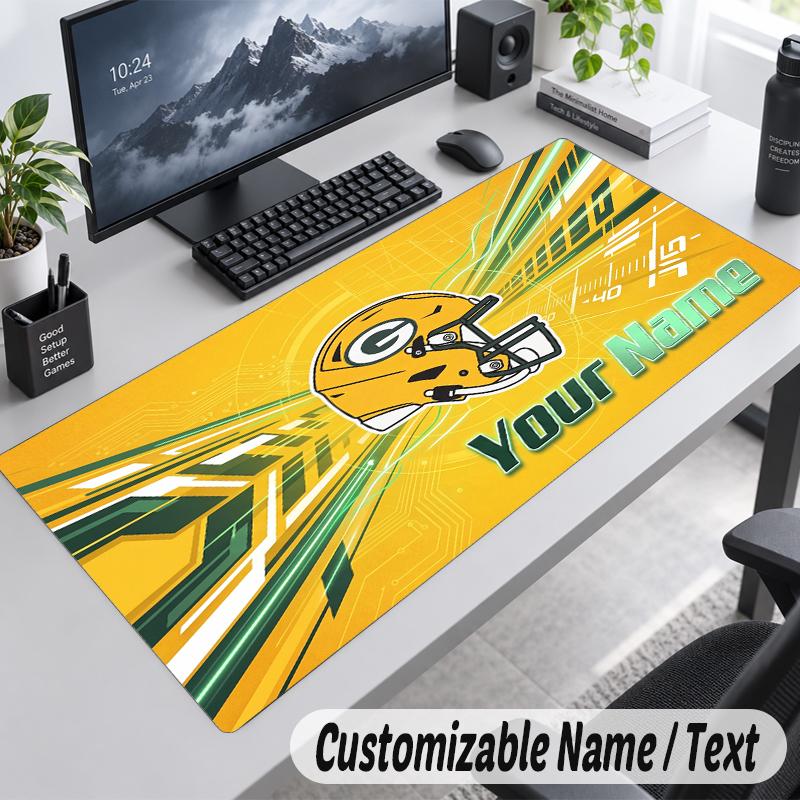 Custom Name Text Mouse Pad Green Bay Packers Personalized Desk Pad For Work And Gaming