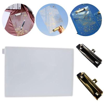 Carpeta de silicona, molde de tablero con forma de resina, herramientas de fabricación de artesanía epoxi DIY con Clips