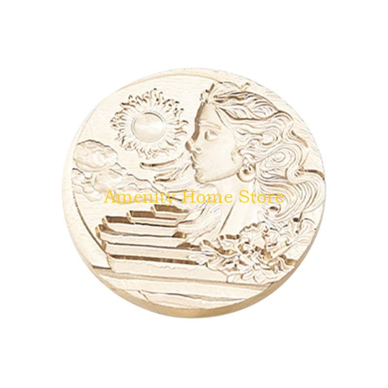F26C Wax Stamp Head, 3D Embossed Wax Seal Stamp Head Replacement for Invitations Letter Envelope