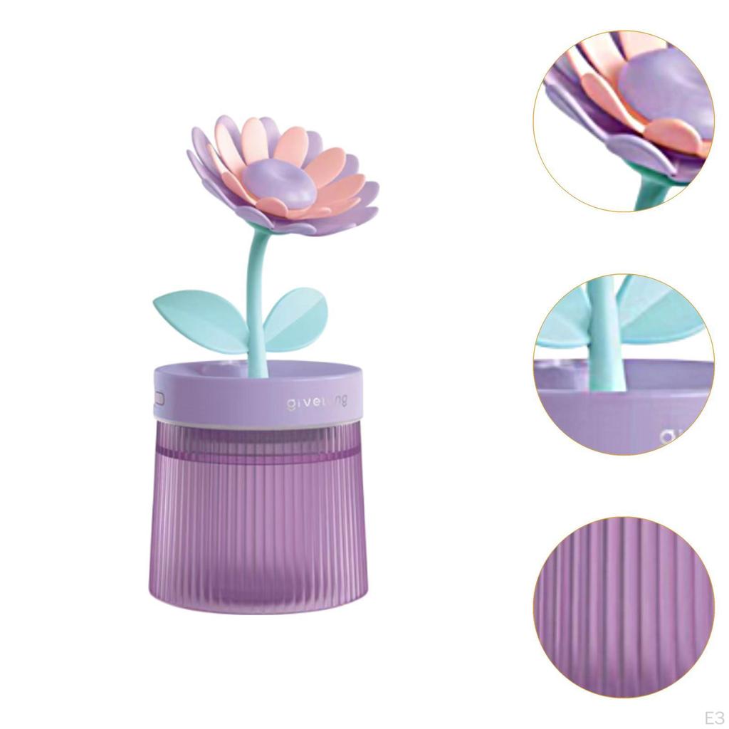 Compact USB Humidifier Flower Design 260ml Night Light Aroma Diffuser for Desk