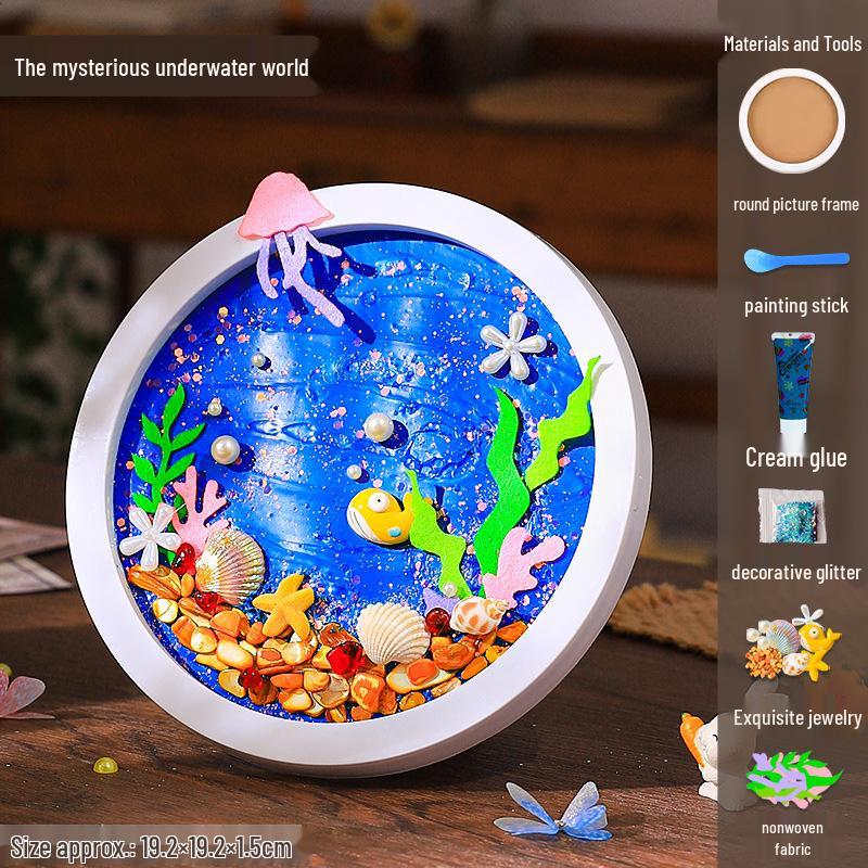 DIY Clay Textured Painting Kit: 6-Inch Photo Frame with Cream Glue for Kids Creative Handmade