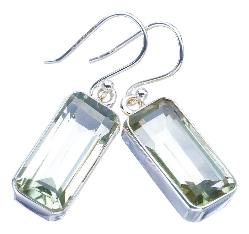

StarGems Natural Green Amethyst Handmade 925 Sterling Silver Earrings 1.5 F5802