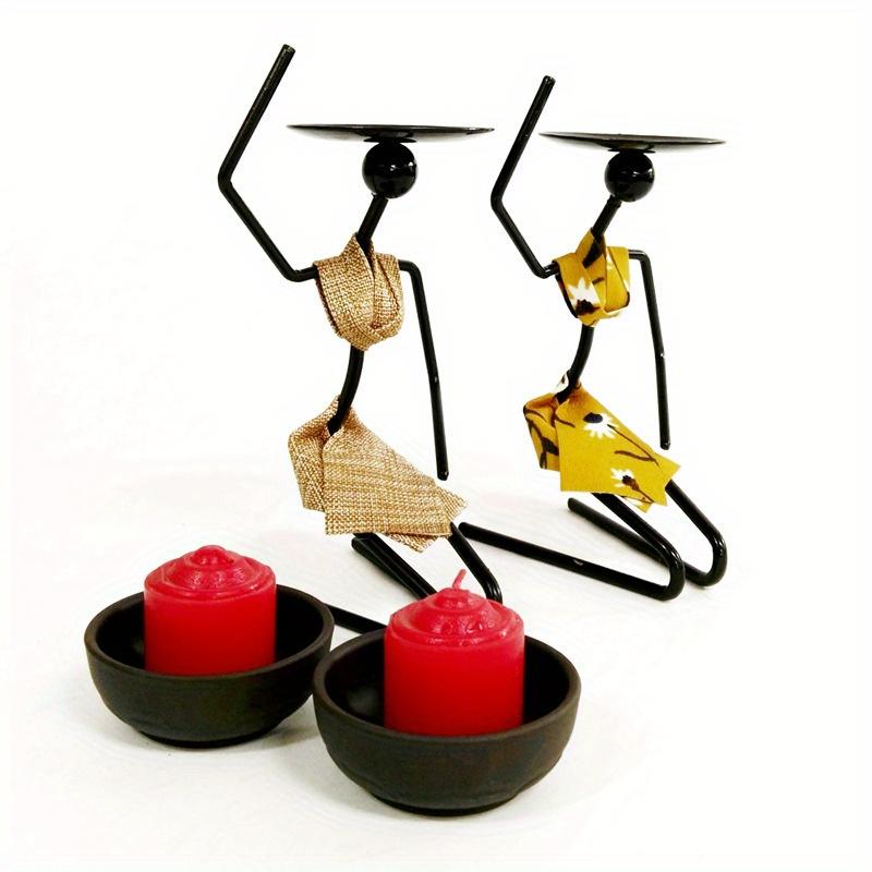 1Pc Black Kneeling Girl Dining Table Candlestick Ornament
