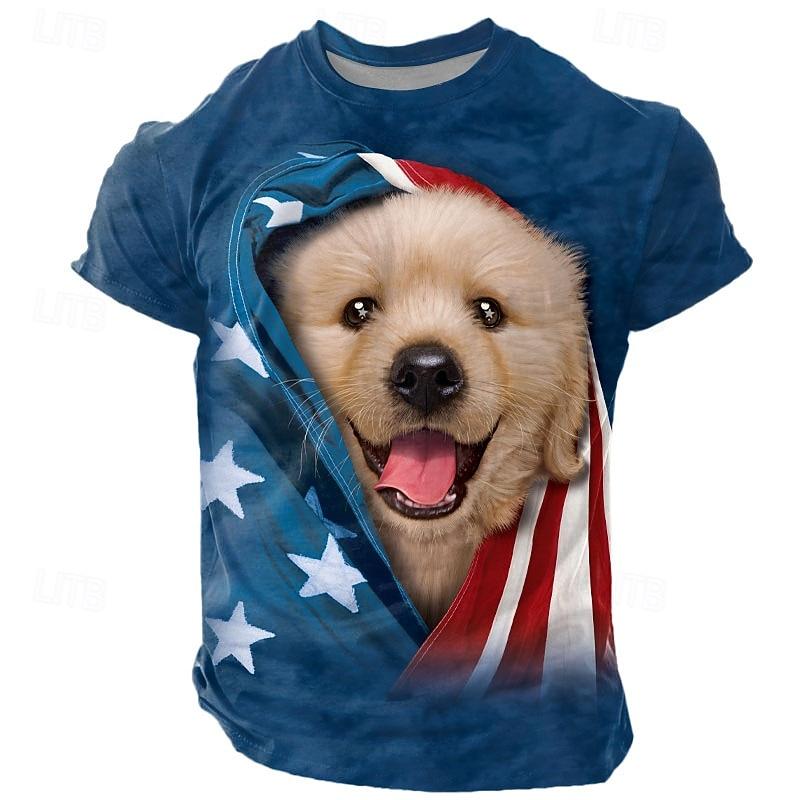 

Patriotic golden retriever puppy VINCENT HIE Men s 3D T Shirt Short Sleeve T shirt 3D Print Crew Neck Shirt Fashion Exaggerated XL