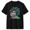 Medusa Bläst Rosa Kaugummi Blase Mythologische T-Shirts Trendige Coole T-Shirts Kurzarm Ästhetische Oberteile Baumwollkleidung