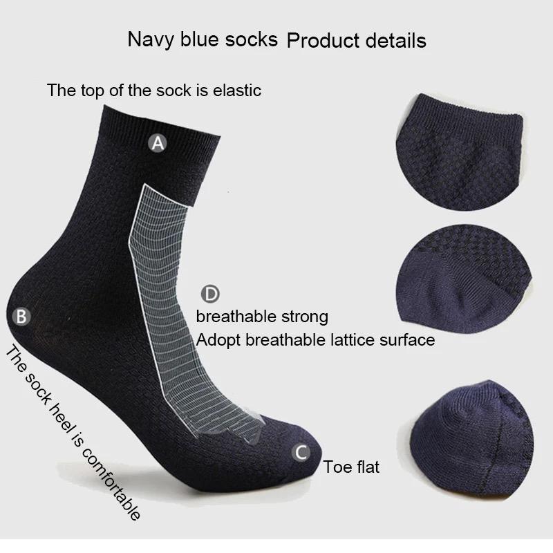 10Pairs/Men's Bamboo Fiber Socks Classic Business Office Stockings Breathable Deodorant Feet Men's Dress Socks Plus-size EU39-45