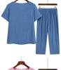 Grandma's Summer Short Sleeve Two-Piece Set: Floral Print, Round Neck, Loose Casual Top for Middle-Aged & Elderly Women