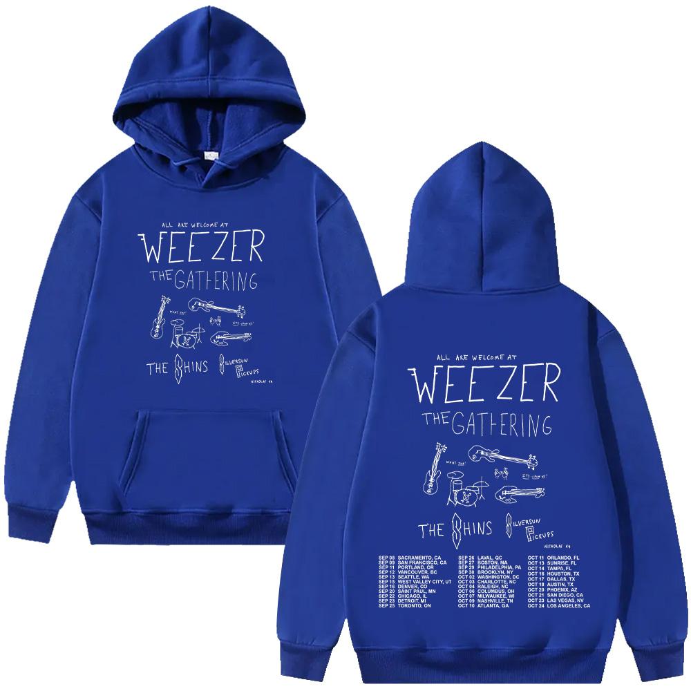 Weezer Band Tour 2026 Hooide Moda Uomo Donna Hip Hop Felpe con Cappuccio alla Moda Manica Lunga Abbigliamento Oversize Casual Felpa con Cappuccio