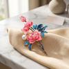 Elegant Peony Flower Corsages Chinese Style Enamel Pin Vintage Cloisonne Brooch  Casual Suit