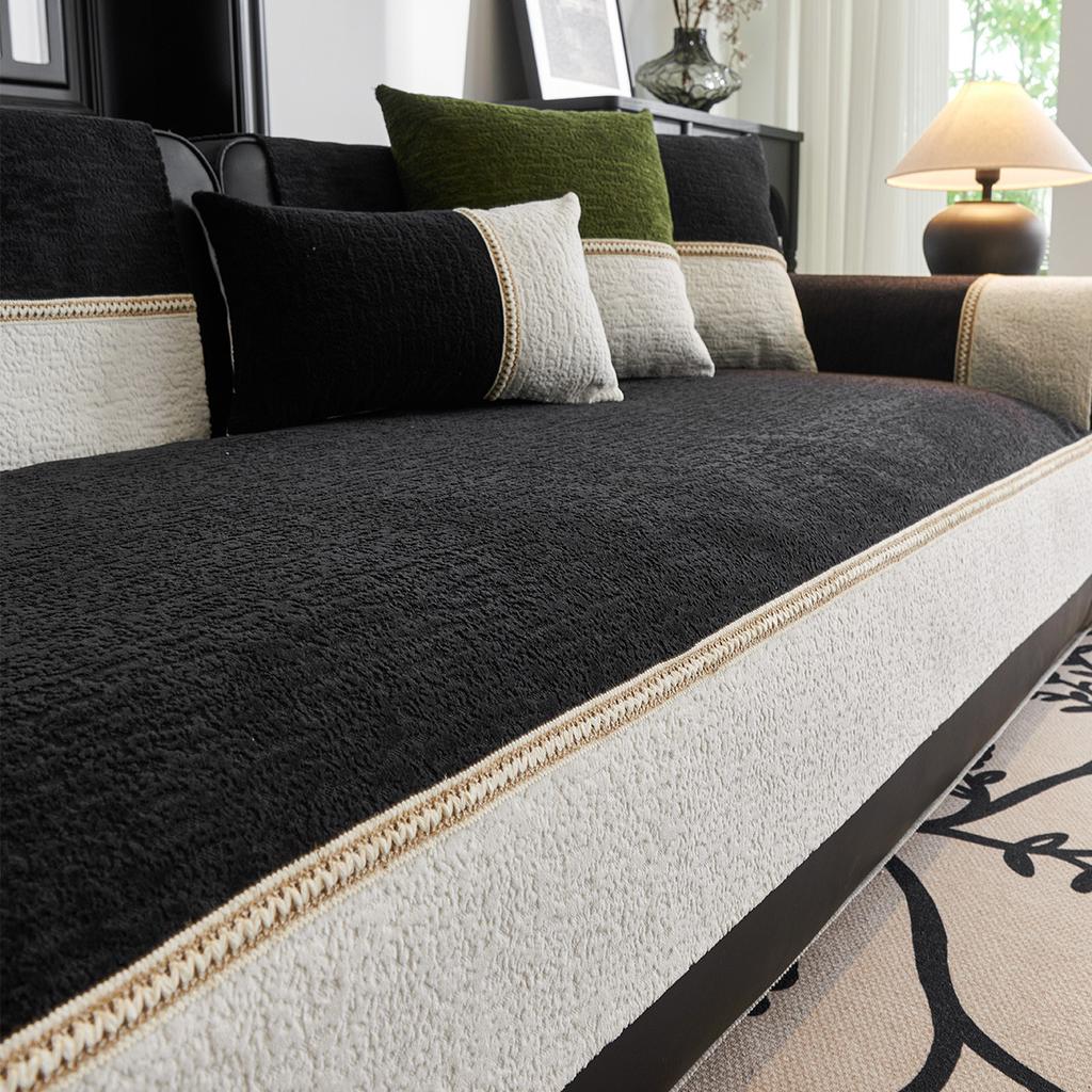 Verdicktes Chenille Sofakissen Neuer Herbst Und Winter Rutschfester Kontrastfarbiger Sofaüberwurf Plüschüberzug Handtuch