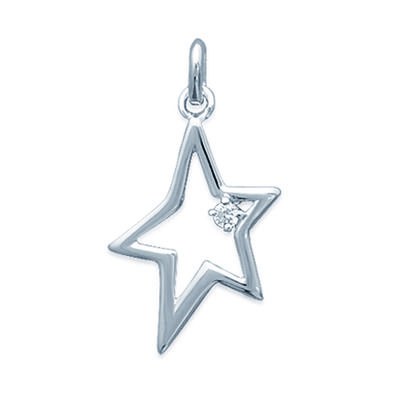 [G0623] - Pingente Prata 'Noite Estrelada' branco prateado - 18x15 mm