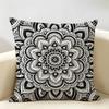 Black And White Mandala Cushion Cover Durable Hypoallergenic Organic Linen Pillow Cover Short Size Washable Skin-Friendly