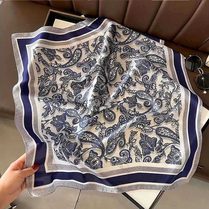 Luxury Brand  Vintage Paisley Square Scarf Stylish Thin Breathable Satin Small Neck Scarf Casual Daily Versatile Headband
