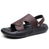 Casual Leather Summer Men Slippers Breathable Sandals Classics Beach Slides Outdoor Male Flip Flops Soft Dual-Purpose Half Drag