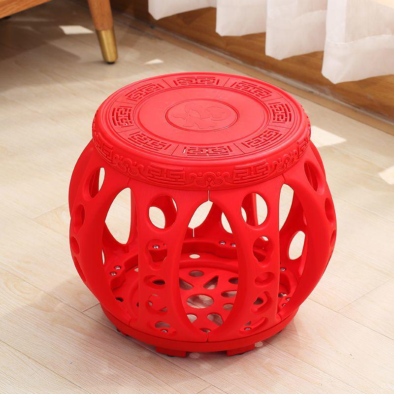 Ancient Style Chinese Round Drum Stool Bench - Artful Design for Tea or Coffee Rooms, Extra Thick Kite Embroidery, Multi-Purpose Qin Pipa Chair.