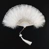 Chinese Style Vintage Retro Foldable Hand Fan Feathers Lace Folding Handheld Fan for Dance Wedding Decoration Party Favor Gifts