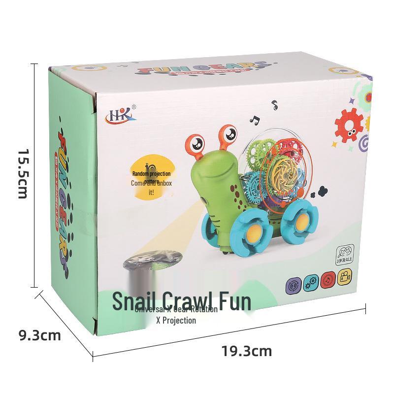 

Universal Electric Snail Toy Car with Transparent Gears and Projector Music Lights for Children