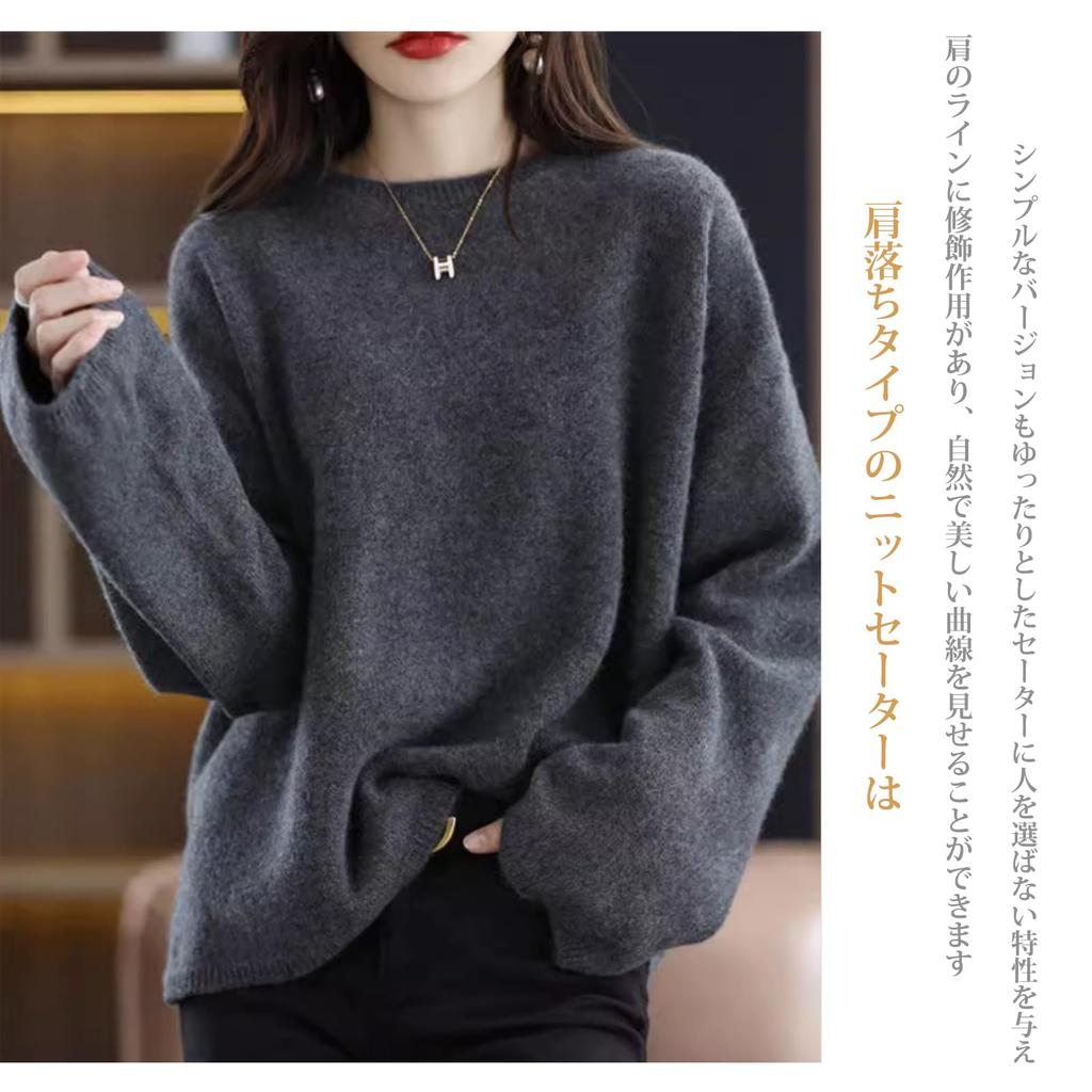 NONELECEDOLE Knit Long Round Loose Solid Perfect for and Women's Sweater, Sleeve, Neck, Thick, Fit, Color, Simple, Soft, Slimming, Warm, Casual,