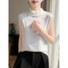 2026 Spring/Summer Women's Color Block Tencel Wool Organza Sleeveless Knit Vest