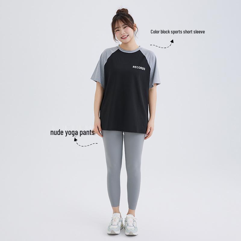 Women's Plus Size Quick-Dry Short Sleeve Yoga and Running Top