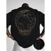 Front And Back Printed Round Neck T-Shirt, Trendy And Fashionable Short Sleeves for Summer, Casual Everyday Style Top, a Must-Have for Outings