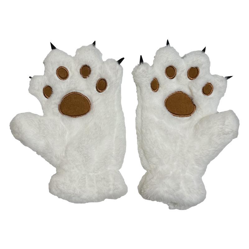 Guantes de Invierno Lindos de Dibujos Animados para Niña, con Felpa, Cortavientos, Cálidos, con Colgante para el Cuello de Oso/Huella de Gato