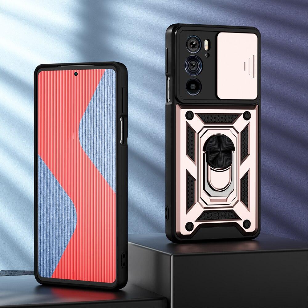 KEYSION Capa à prova de choque para Motorola Edge 30 Pro 20 Lite 20 Fusion S30 Push Pull Camera Protection Phone Cover para MOTO G200