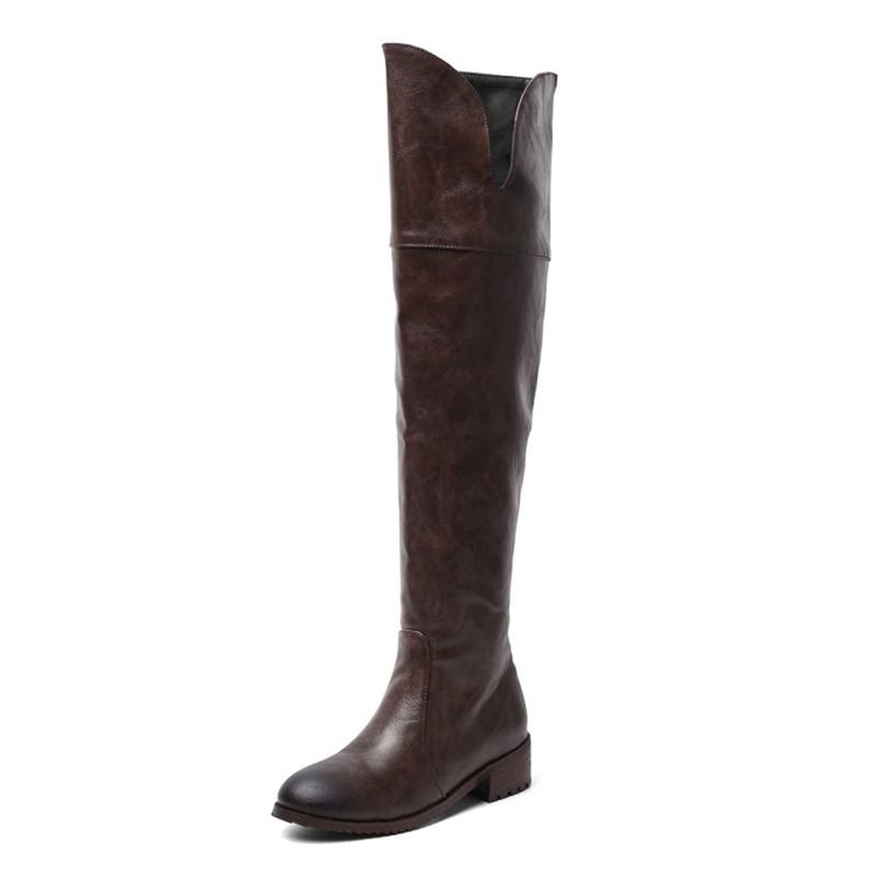 Fashion Women Over The Knee Boots Heels Long Boots Black Lady Shoes Big Size 44 45 46