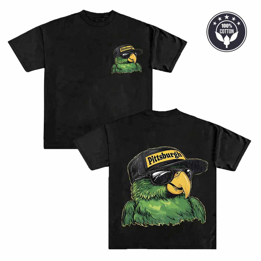 

Cool Pittsburgh Parrot Print T-Shirt Unisex Casual Round Neck Short Sleeve Men Women Funny Graphic Daily Outdoor 100% Cotton Top S