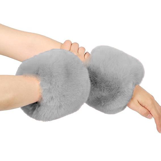 Plush Faux Fur Wrist Cuffs for Winter & Halloween Costumes