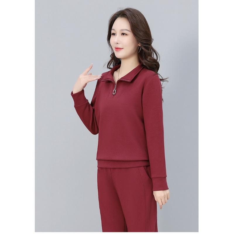 Fashion Women Sport Tracksuit Spring Autumn Half Zipper Stand Collar Casual Two Piece Set Ladies Daily Outdoor Sportswear
