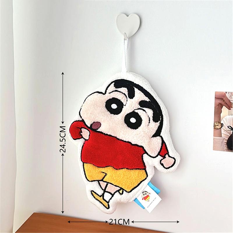 Crayon Shin Chan Hand Towel Adorable Animation Character Crayon Shin Chan Plush Hand Towel Absorbent Kitchen Bathroom Hanging Towel