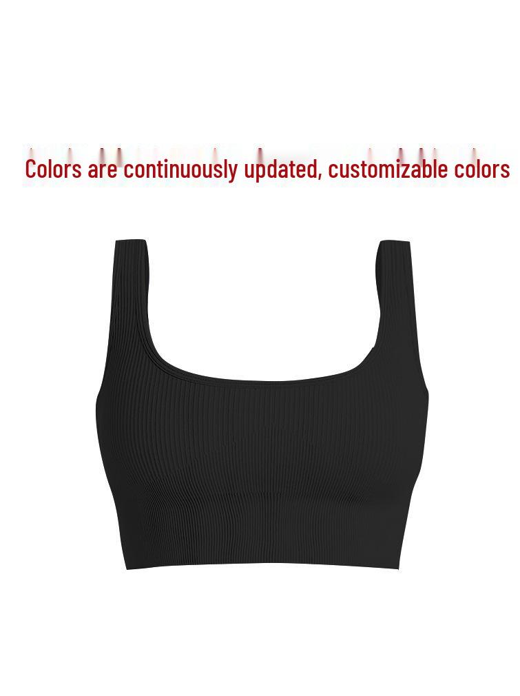 Women s Seamless Shockproof Yoga Sports Bra Medium чёрный