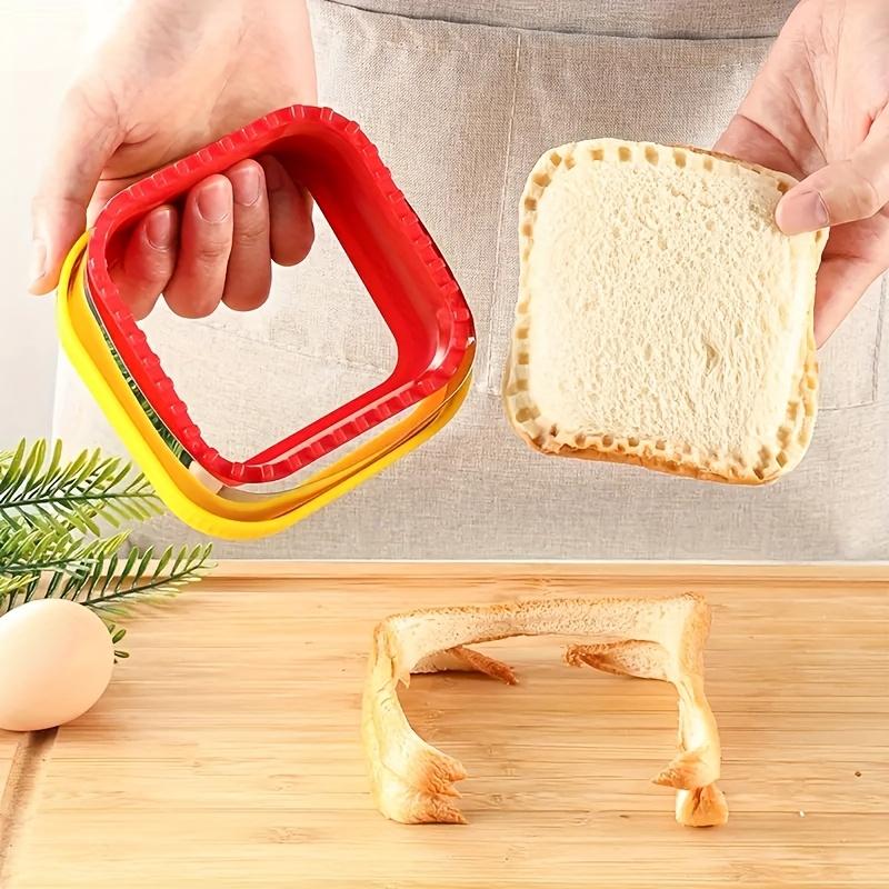 Sandwich Cutter and Sealer Set Stainless Steel and Plastic Cookie Cutters Square Pastry Cutter for Lunchbox Decorations Baking Tools