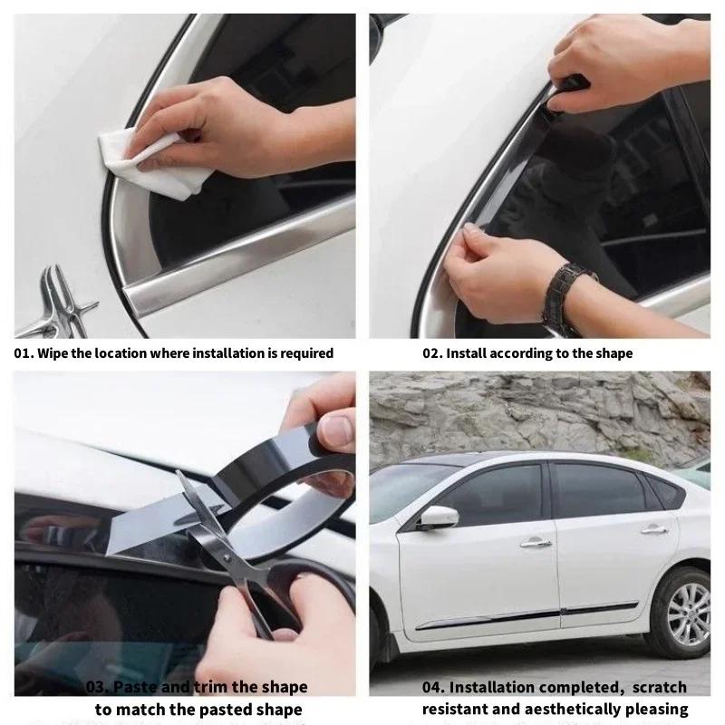 Car Stickers Bright Black Auto Window Edge Protector Trim Car Body/ Door Anti-scratch Protection Strip Decorative Amagi