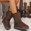 Mode Naturwolle Echtes Leder Damen- und Mid-Calf-Stiefel Klassische Warme Winter Outdoor Schneestiefel Rutschfest