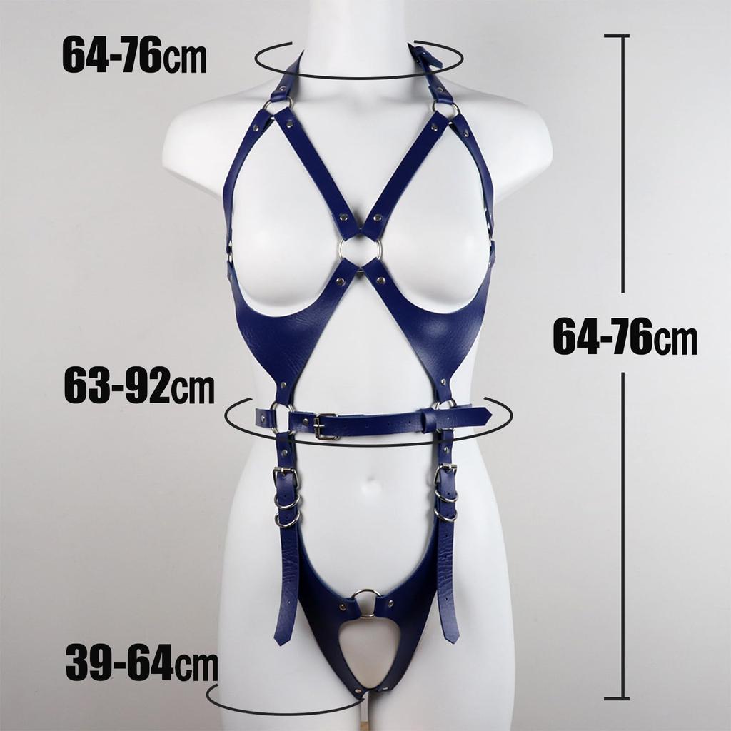 Sexy SM Belt SM Goods Harness Bodysuit PU Leather Belt Cosplay Costume SM Training Restraint Queen Leather Bondage Hardcore Leg [Tokariri] (No Rings,
