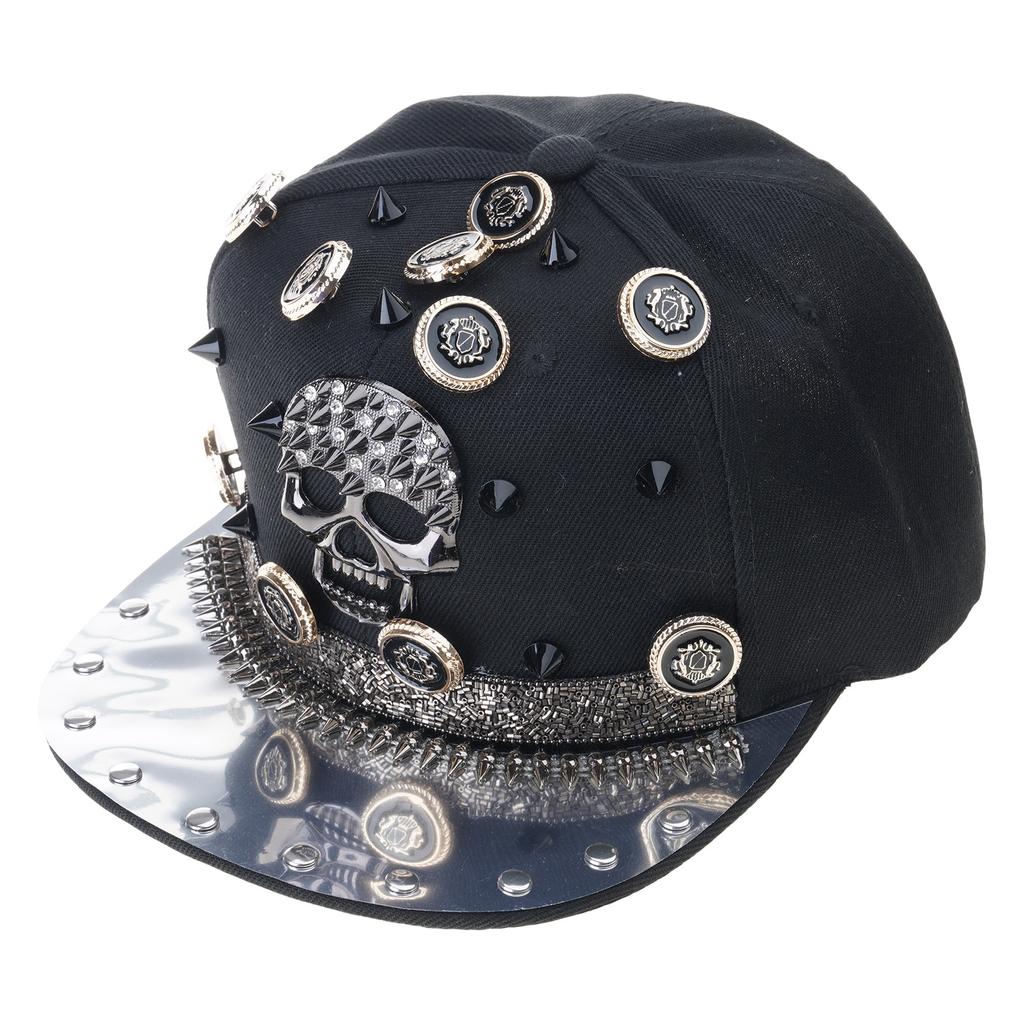 Stylish Rivet Baseball Hat with Adjustable Buckle Duckbill Hat Punk Hip Hop Hat Men Baseball Hat For Party Music Concert