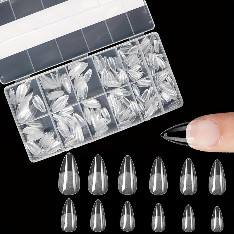 600 Stuks Volledige Dekking Press-On Nageltips Stiletto Amandel Vierkant Kistje French Nep Gel Nagelverlenging Tips Capsule