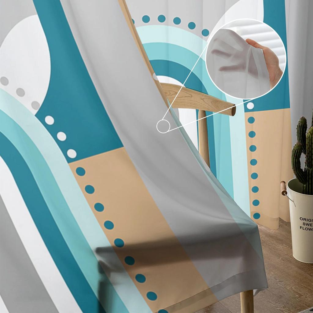 Medieval Geometry Abstraction Color Bedroom Transparent Sheer Curtains Holiday Decoration Window Voile Tulle Curtain