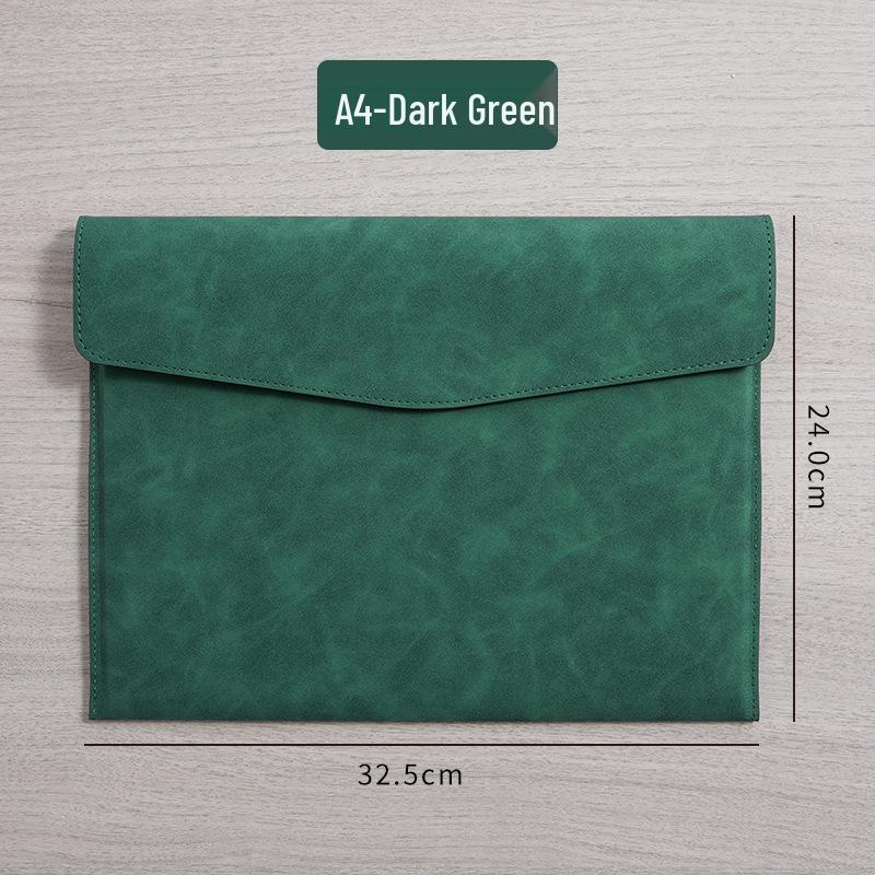 A4 Waterproof Leather Document Briefcase with Snap Closure and Large Capacity