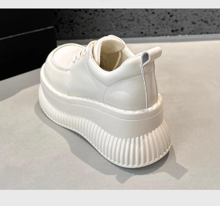 Fashion Platform Loafers Women's Spring Muffin Sole Versatile British Small Leather Shoes Small Inner Height Increase Women's Shoes
