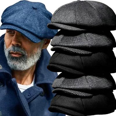 New Classic Hat for Men Caps Vintage Vintage Tweed Beret Hat Flat Peaked Cap Street Hats for Women Men