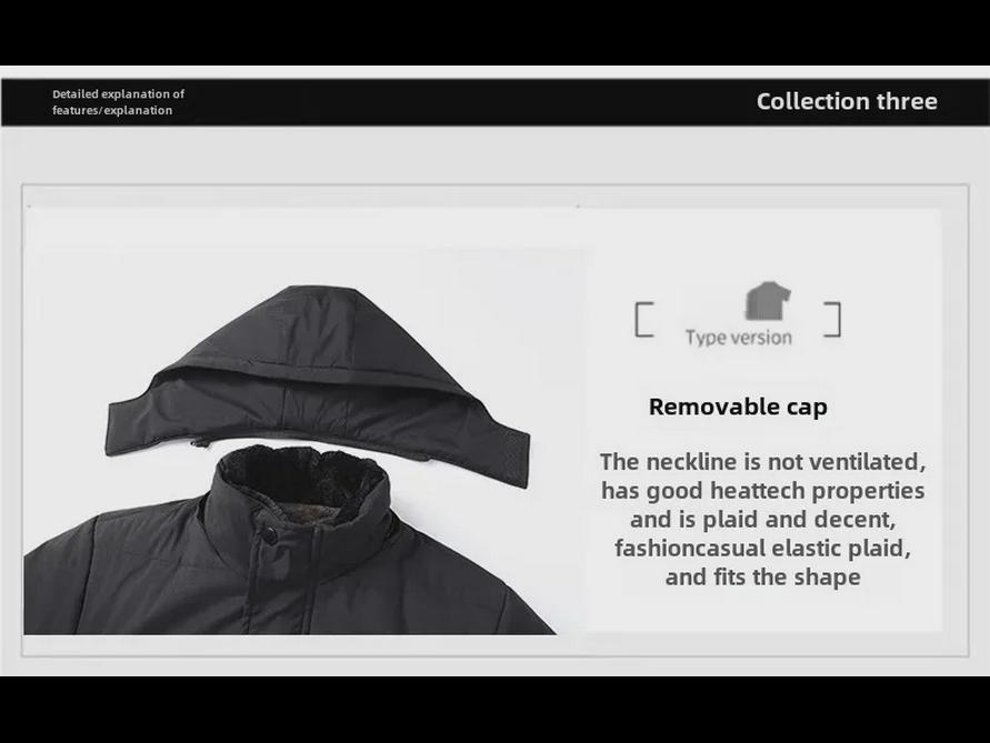 Men's Hooded Winter Cotton Coat: Warm, Thickened, Versatile, Medium-Long Jacket for Middle-Aged & Elderly