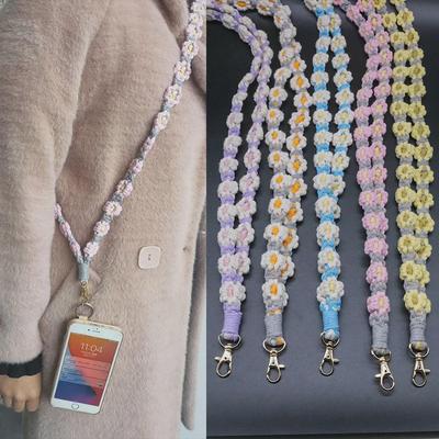 Bohemian Daisy Flower Braided Keychain & Phone Lanyard