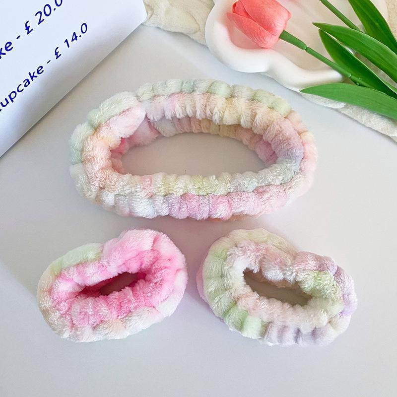 Chic Tie Dyed Soft Warm Coral Fleece Headbands for Women Ladies Spa Yoga Dress Up Washing Face Hairbands Turban Head Wears