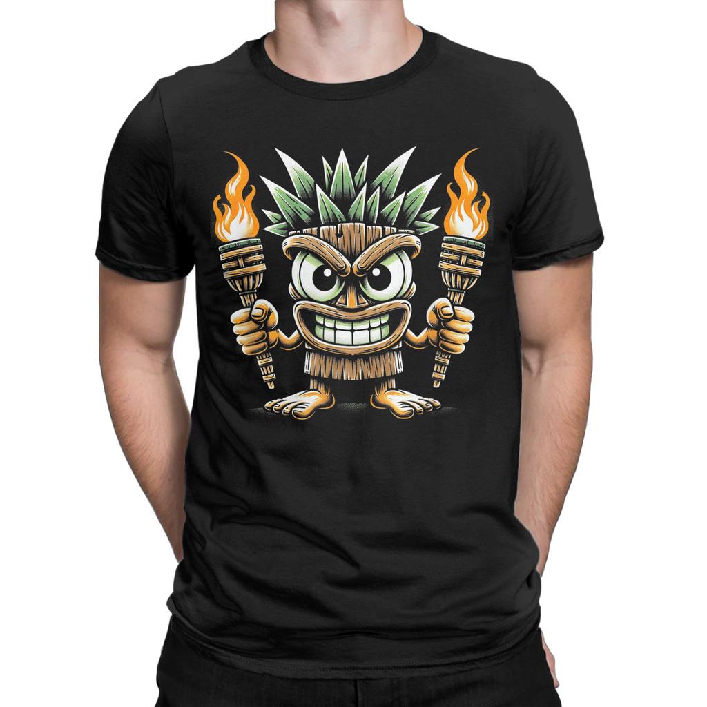Tiki Man Hawaiian Summer Tropical Luau Party Cotton TShirt For Mens Summer Funny T Shirts Crewneck Trendy Cool Tee Shirt Gift