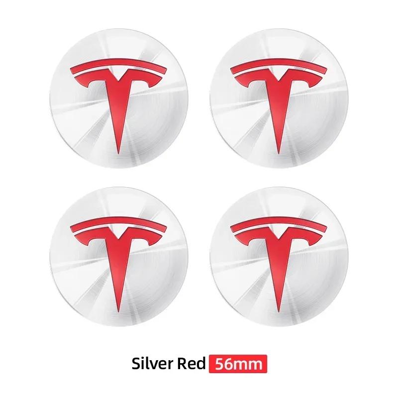 Car Sticker Tesla 4pcs 56mm Hub Cap Center Cap Logo High Quality Sticker for Tesla Model 3 Y S X Personalized Emblem Sticker Car