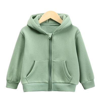 Kinder Mode Farbe Langarm Freizeitjacke Reißverschluss Kapuzenpullover Sweatshirt Jacke